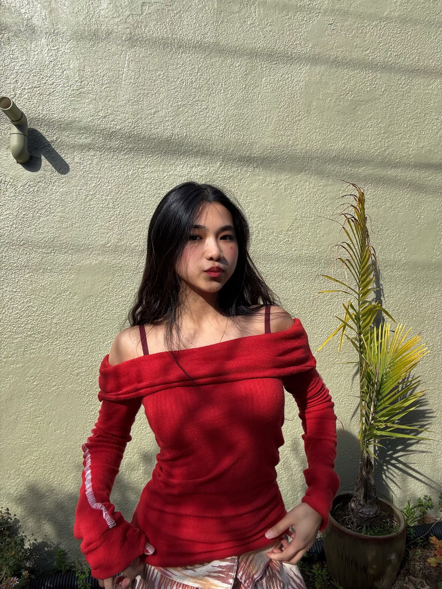 Custom Wool Off Shoulder top